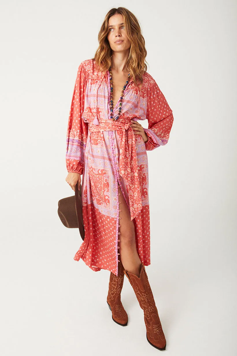 Spell Sunshine Bandit Button Though Dress - Cayenne