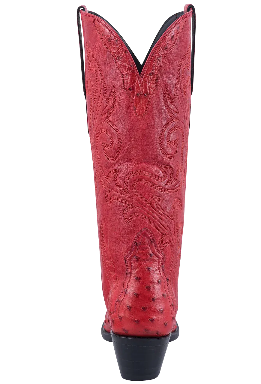 Stallion Full Quill Ostrich Gallegos Cowgirl Boots - Red
