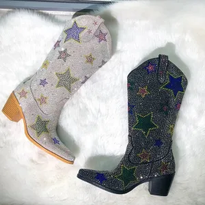 Star Girl Rhinestone Cowgirl Bridal Boots