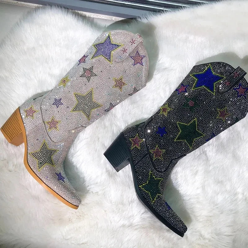 Star Girl Rhinestone Cowgirl Bridal Boots