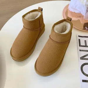 Stylish  Short Mini Sheepskin Snow Boots For Women - Waterproof, Warm, Cozy Winter Footwear