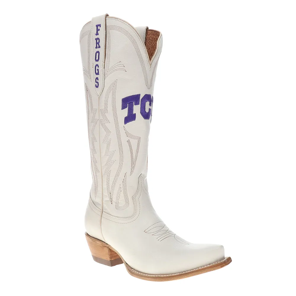 Texas Christian University Gameday Embroidered Logo Snip Toe Cowboy Boots