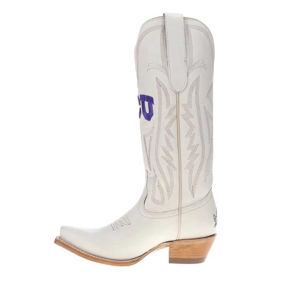 Texas Christian University Gameday Embroidered Logo Snip Toe Cowboy Boots