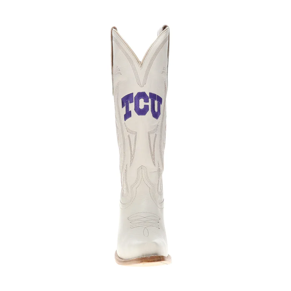 Texas Christian University Gameday Embroidered Logo Snip Toe Cowboy Boots