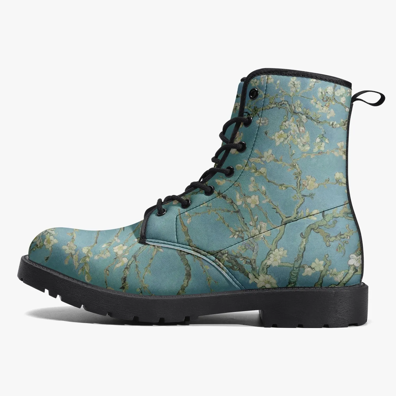 Van Gogh Almond Blossom Vegan Leather Combat Boots (JPREG33)