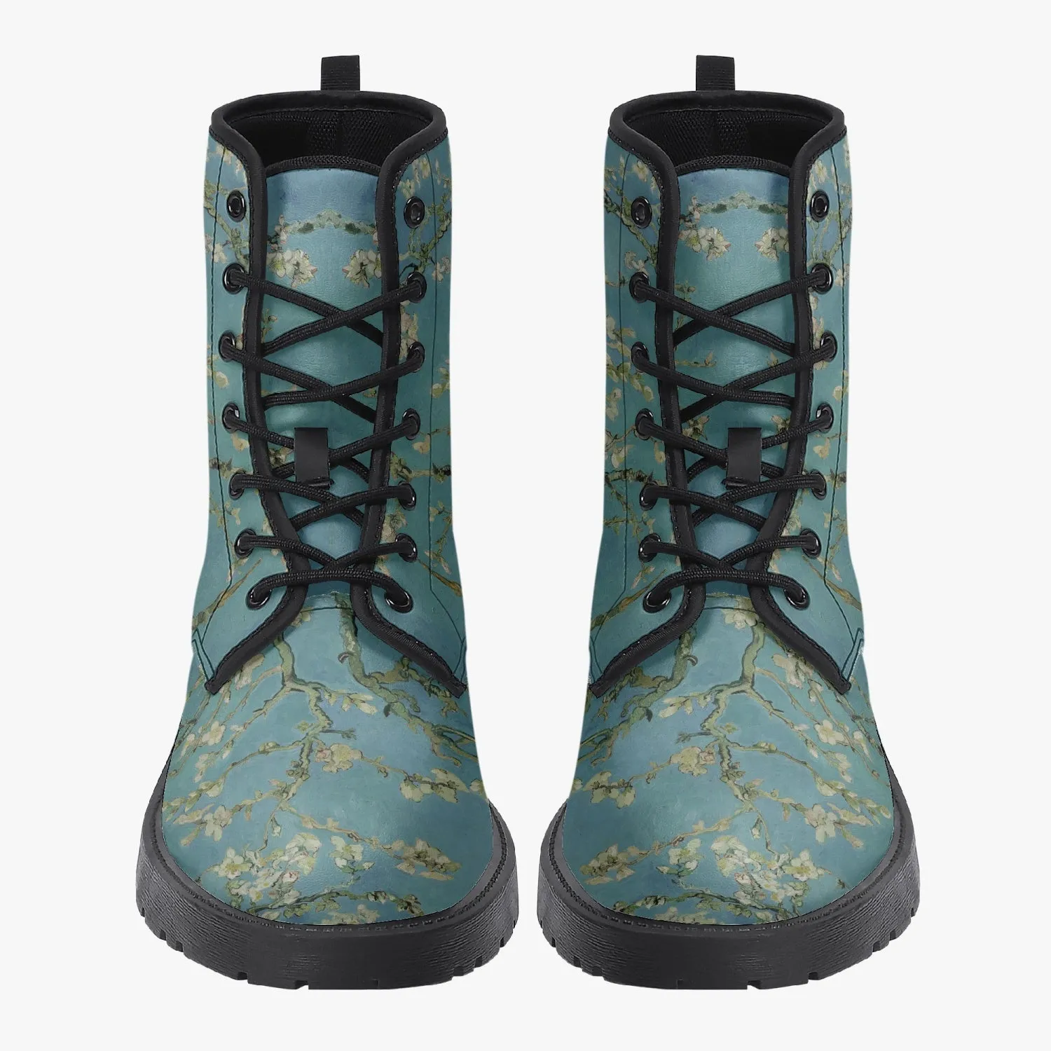 Van Gogh Almond Blossom Vegan Leather Combat Boots (JPREG33)