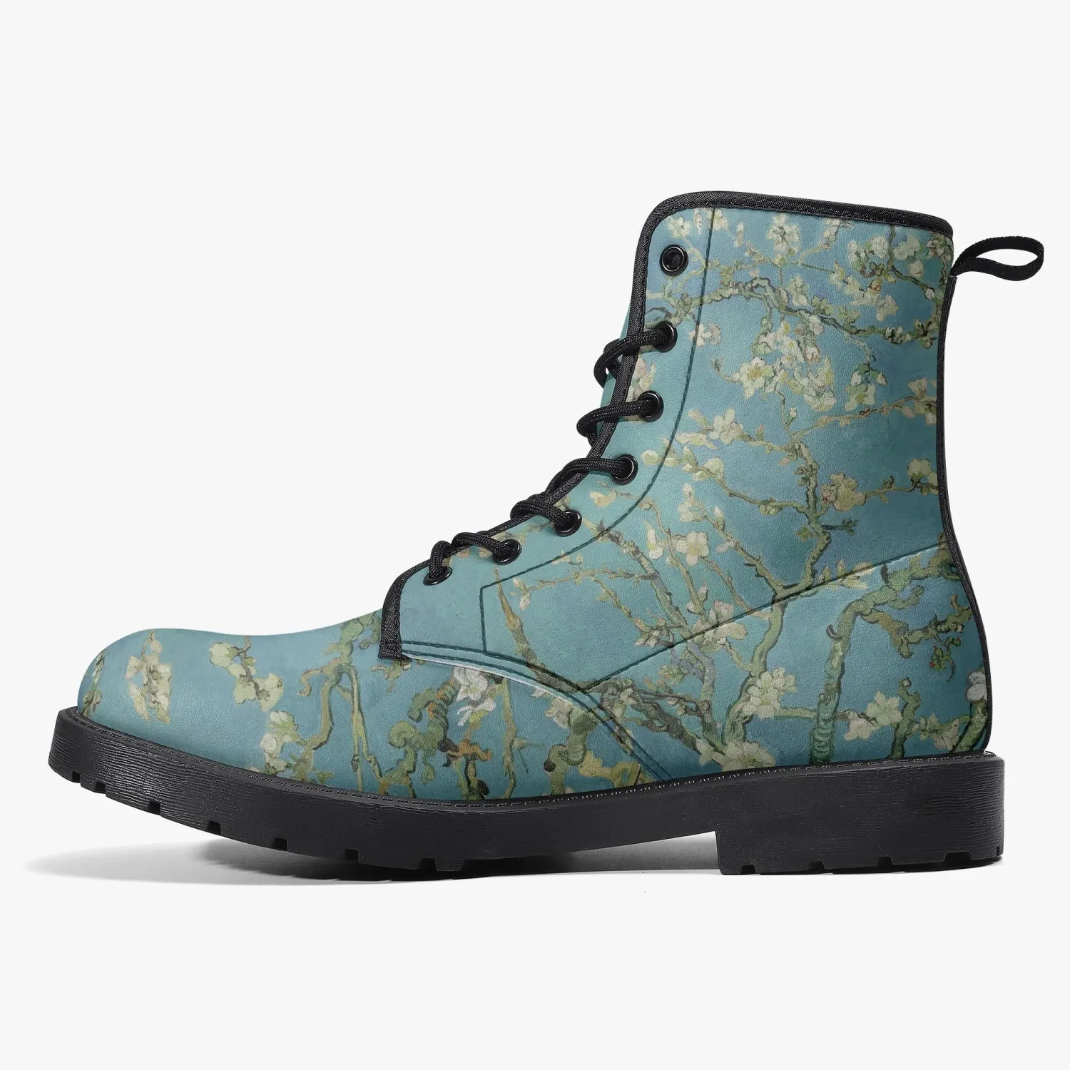 Van Gogh Almond Blossom Vegan Leather Combat Boots (JPREG33)