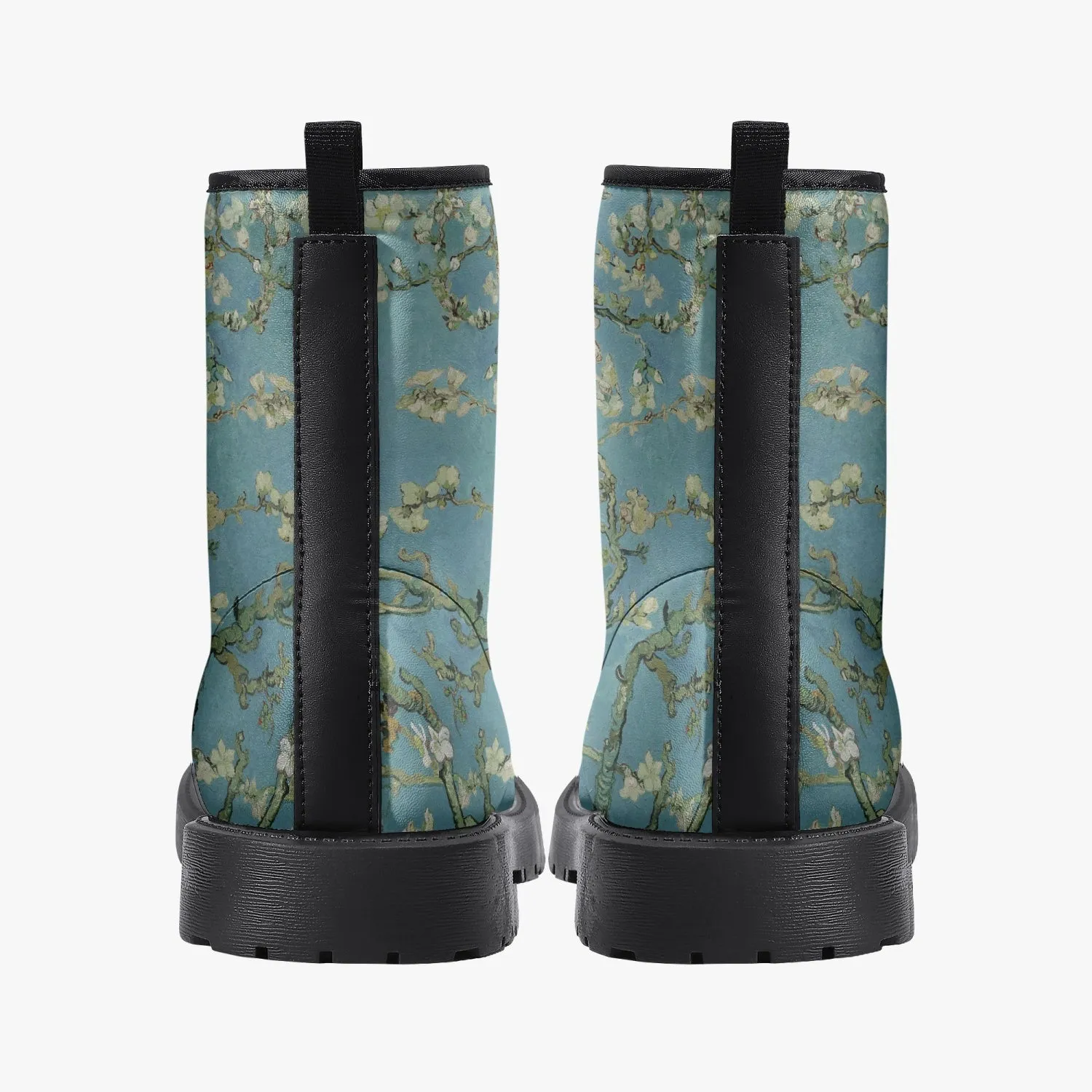 Van Gogh Almond Blossom Vegan Leather Combat Boots (JPREG33)