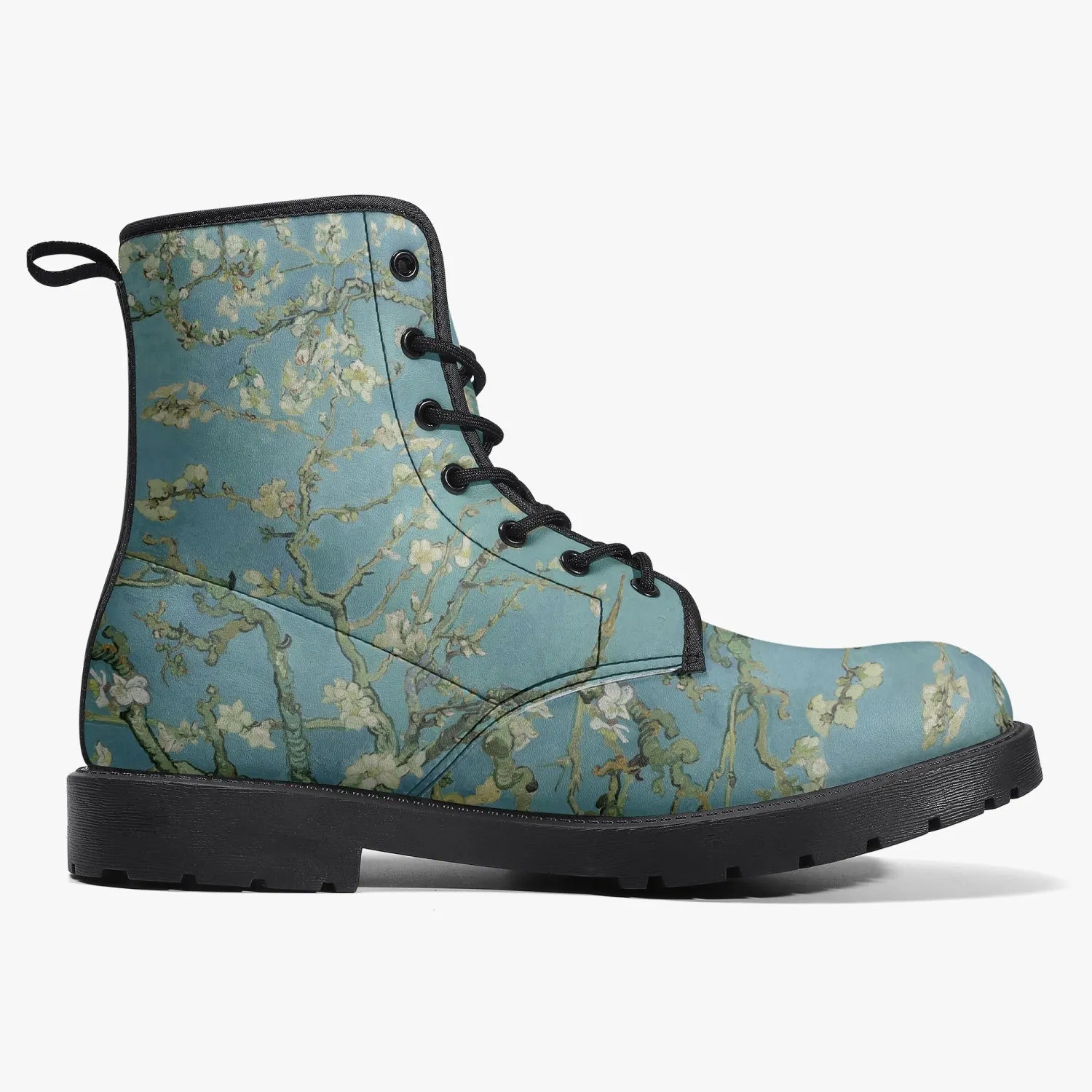 Van Gogh Almond Blossom Vegan Leather Combat Boots (JPREG33)