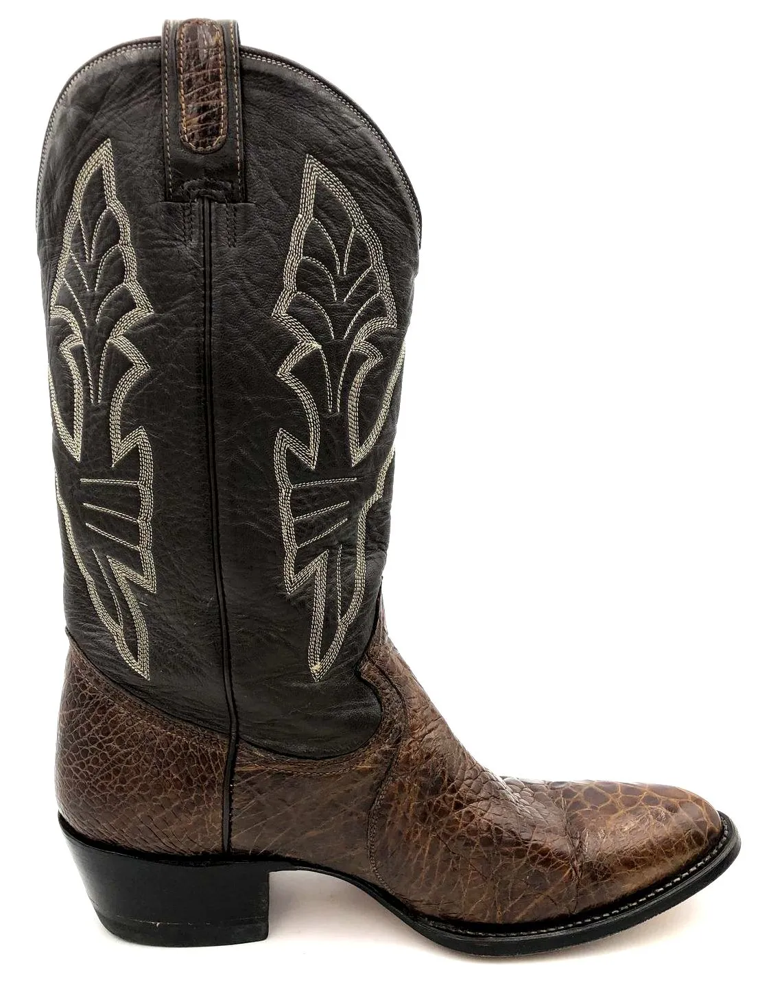Vintage Montana Men's Brown Exotic Sea Turtle Leather Cowboy Boots - Size 13
