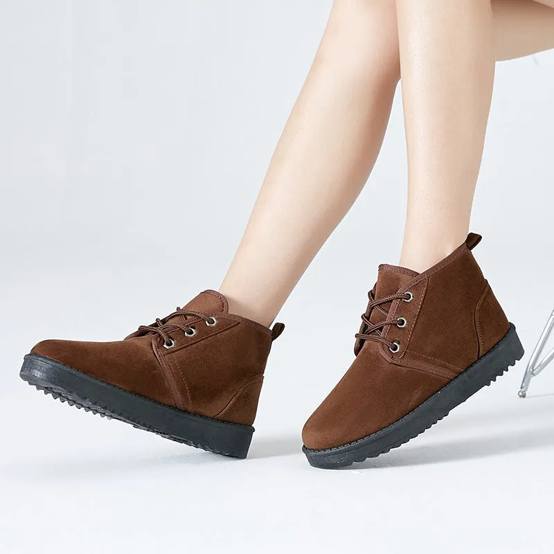 Warm Velvet Pure Color Flat Short Snow Boots