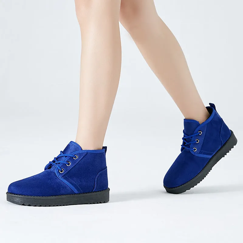 Warm Velvet Pure Color Flat Short Snow Boots