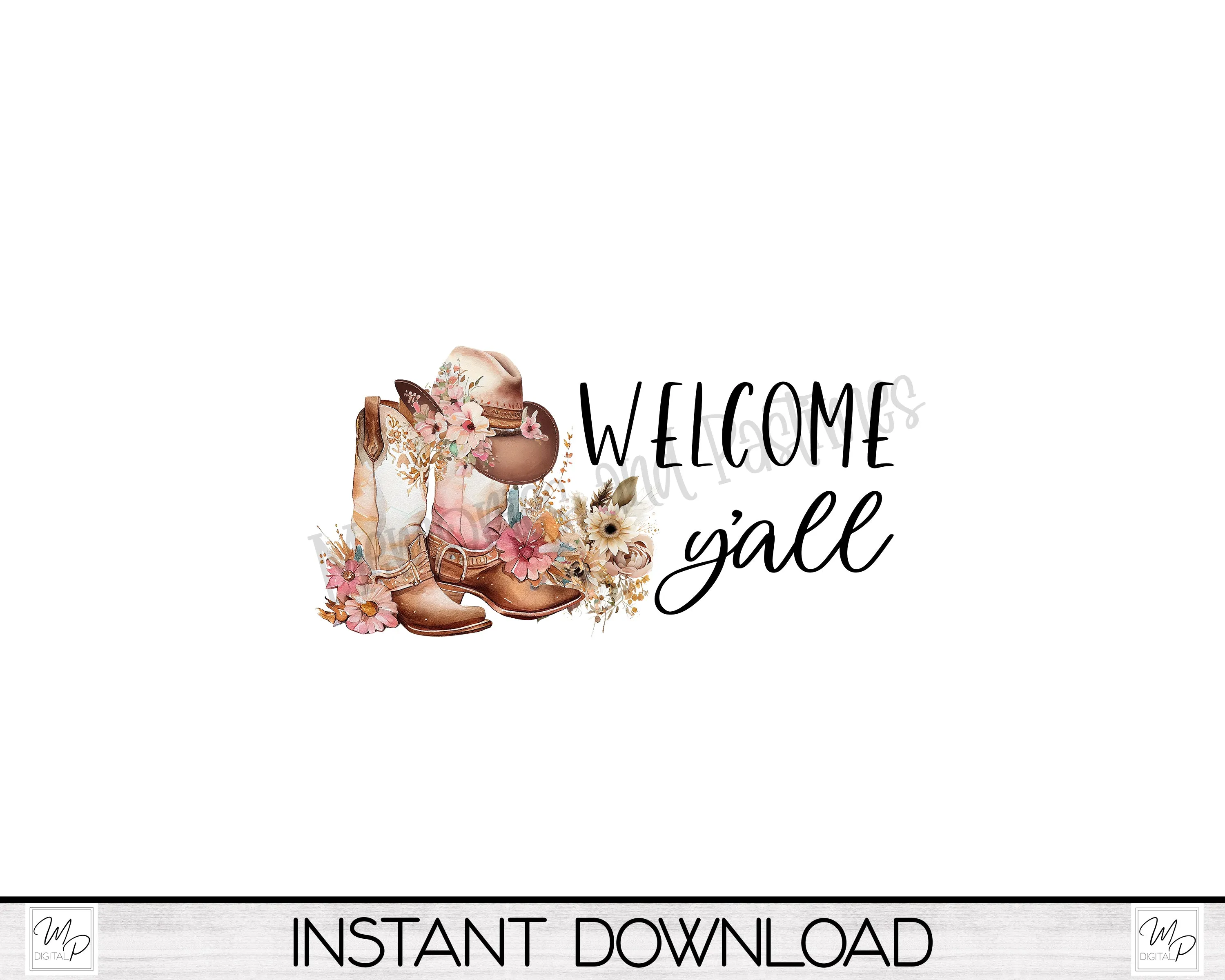 Western Door Mat Design for Sublimation, Rug PNG