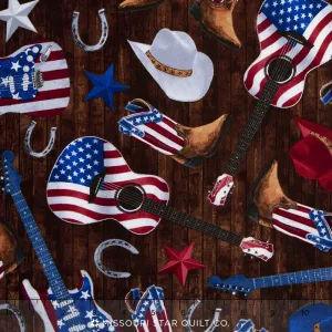 Western - Guitars/Cowboy Hats/Boots Yardage