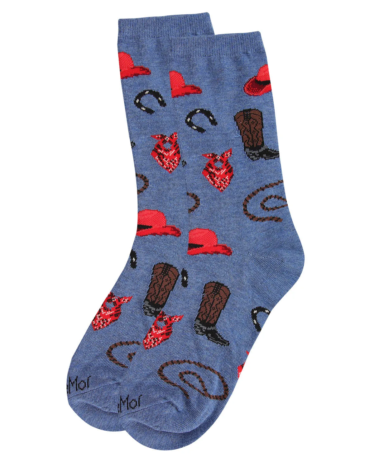 Western Theme Bamboo Blend Crew Socks