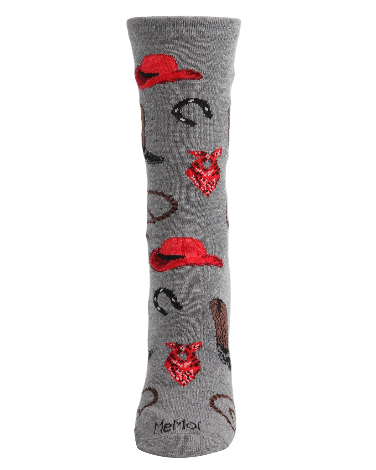 Western Theme Bamboo Blend Crew Socks