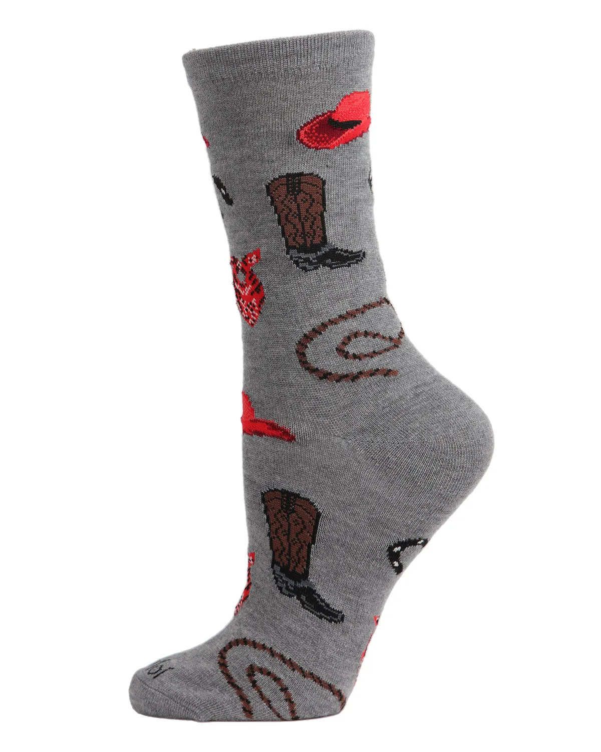 Western Theme Bamboo Blend Crew Socks