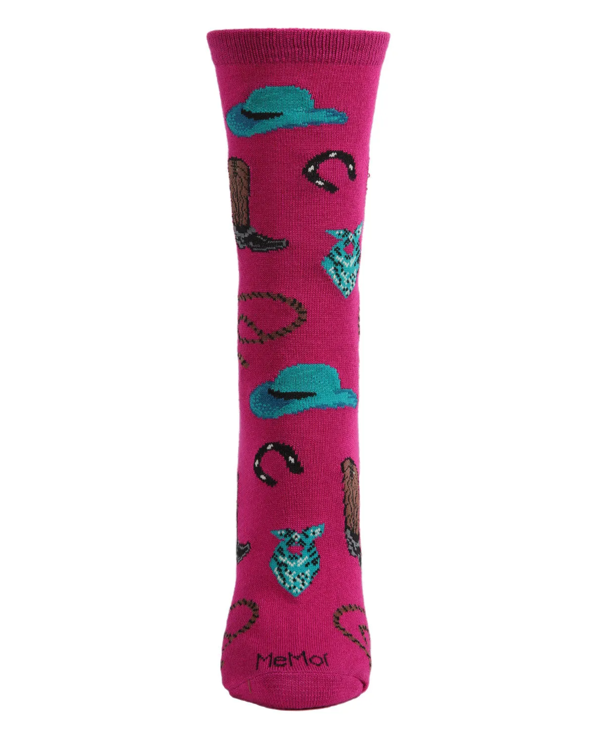 Western Theme Bamboo Blend Crew Socks