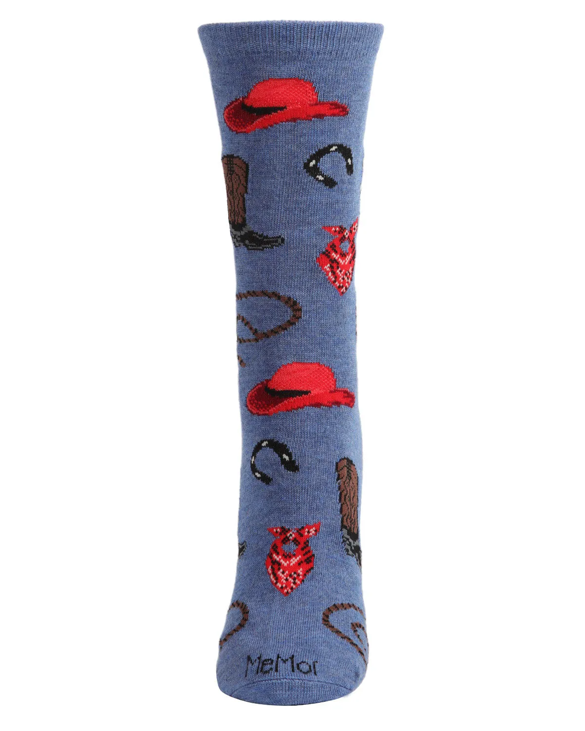 Western Theme Bamboo Blend Crew Socks
