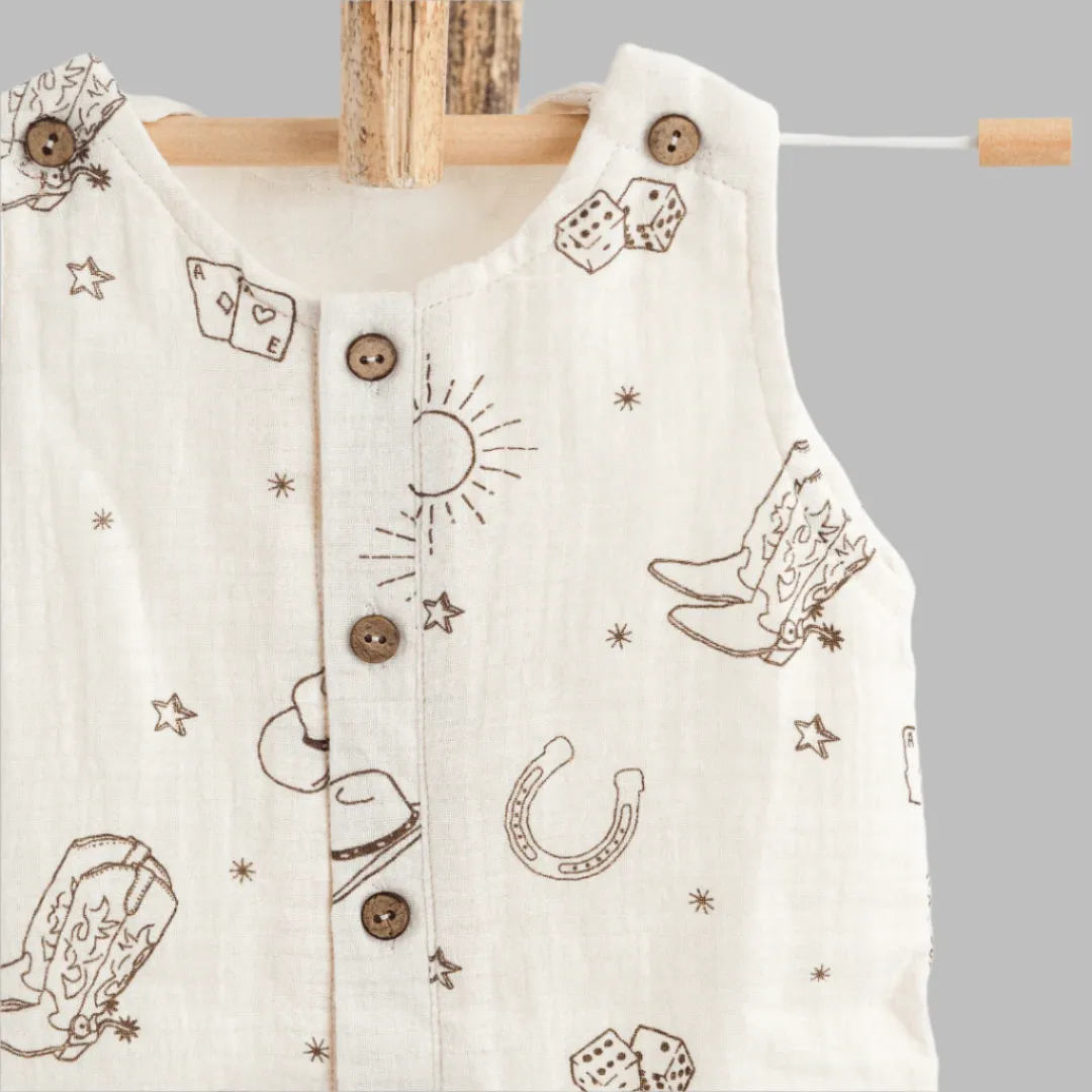 Wild Wild West Double Layer Muslin Romper/Jumpsuit/Onesie