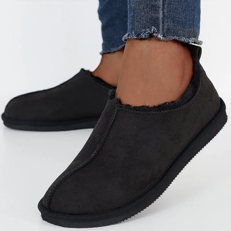 Winter Warm Flats Slip on Snow Boots Faux Fur Lined Loafer Shoes