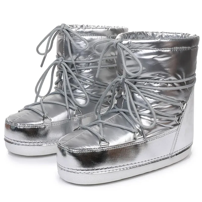 Wjczt 2024 Winter Lace-up Ankle Boots Women Snow Boots Brand Design Classic Platform Waterproof Non-slip Cotton Boots Woman Ski Boots