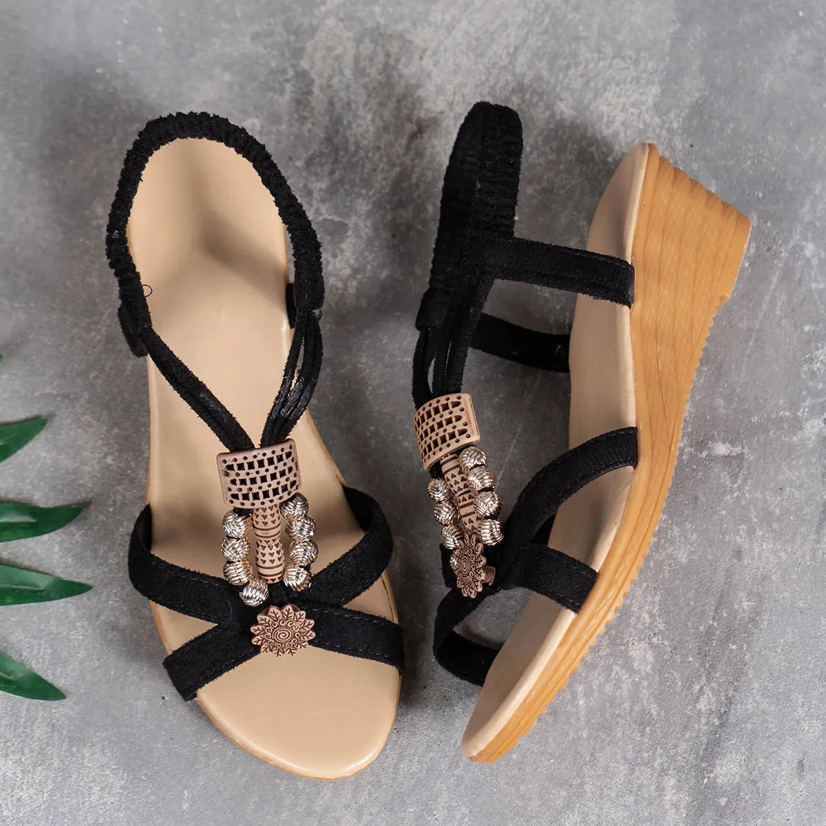 Women Sandals Solid Color Wedge Sandals  New Ankle Buckle Non Slip Gladiator Shoes Woman Fashion Chunky Platform Sandalias Mujer