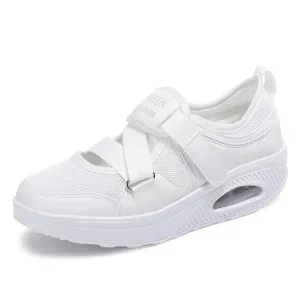 Women Solid Color Velcro  Light Breathable Size Air Shoes