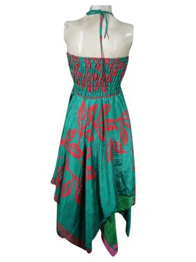 Womens Boho Dress Sea Green Beach Sundress S/M