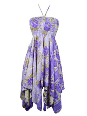 Womens Boho Skirt Dress Summer Travel Dresses, Purple S/M