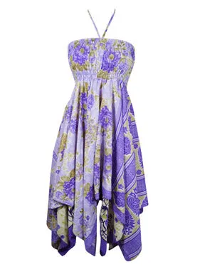 Womens Boho Skirt Dress Summer Travel Dresses, Purple S/M