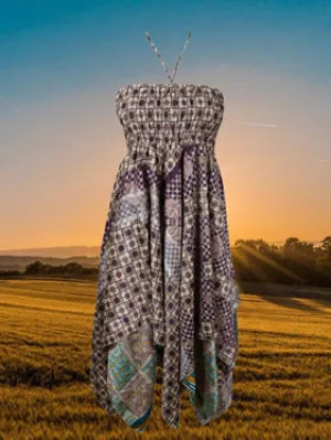 Womens Boho Sundress, Halter Dresses, Purple Summer Dress S/M