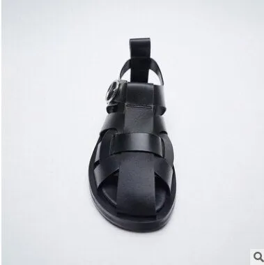 Women's Flat Rome shoes  Summer New Foot Backpack Belt Roman Style Casual Fashion Women's Sandals