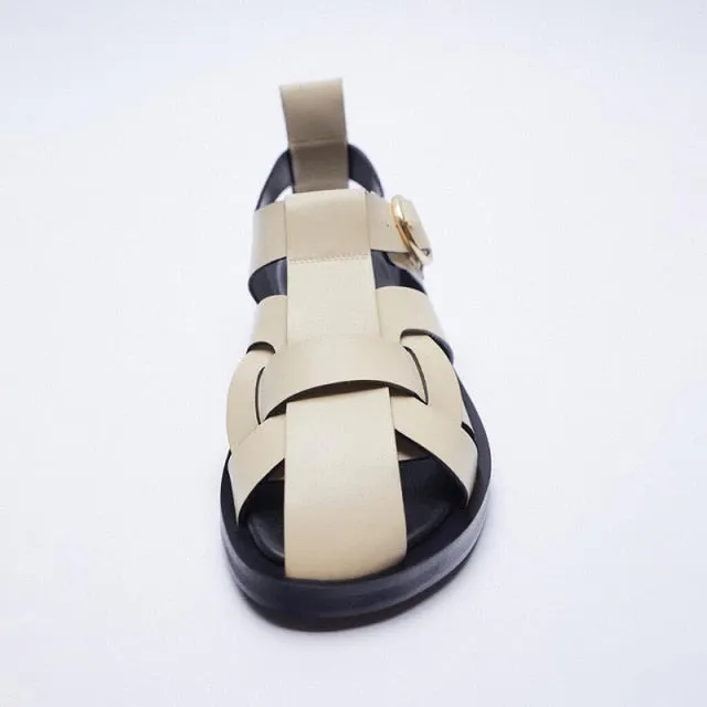 Women's Flat Rome shoes  Summer New Foot Backpack Belt Roman Style Casual Fashion Women's Sandals