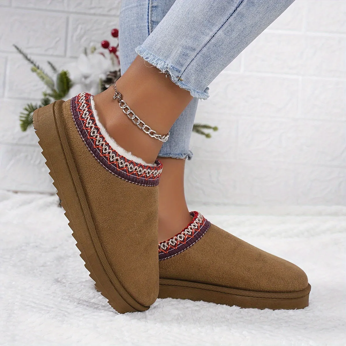 Women's Solid Color Fluffy Boots, Platform Soft Sole Thermal Lining Winter Boots, Non-slip Warm Snow Boots