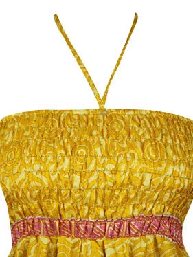 Women's Yellow Bohemian Beach Sundress S/M