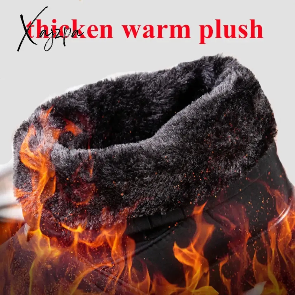 Xajzpa - Waterproof Snow Boots for Women Winter Warm Plush Ankle Booties Front Zipper Non Slip Cotton Padded Shoes Woman Size 44