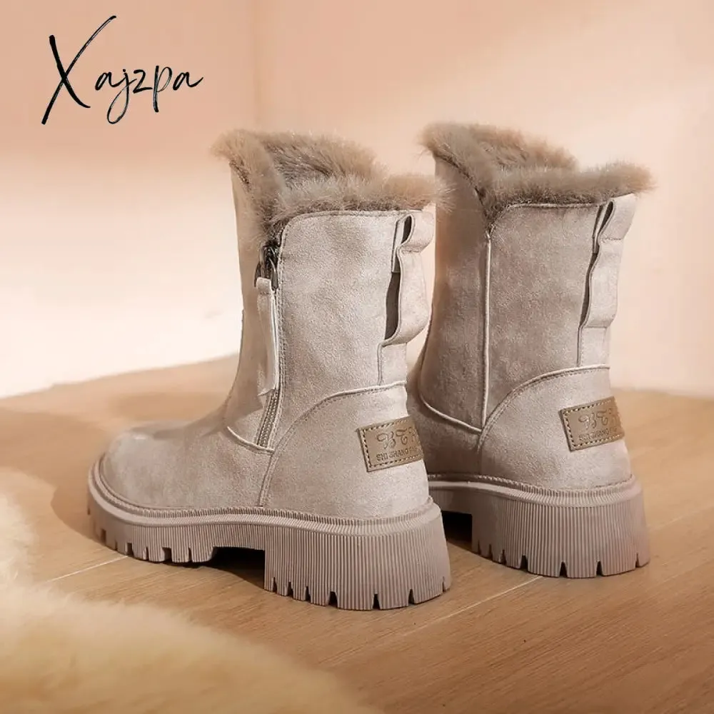 Xajzpa - Winter Boots Women Shoes New Platform Warm Fashion Snow Boots Size 41 Punk Shoes Plush Chunky Boots Non-slip Botas De Mujer